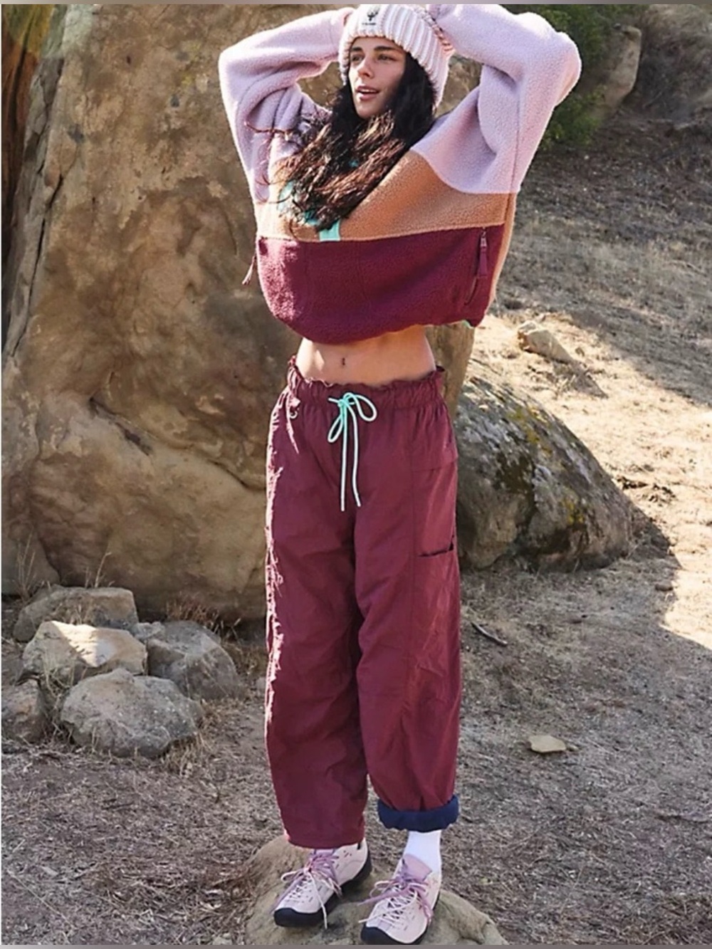 Free People Movement Into The Wild Fleece Lined Pants S Mahogany Combo Like New